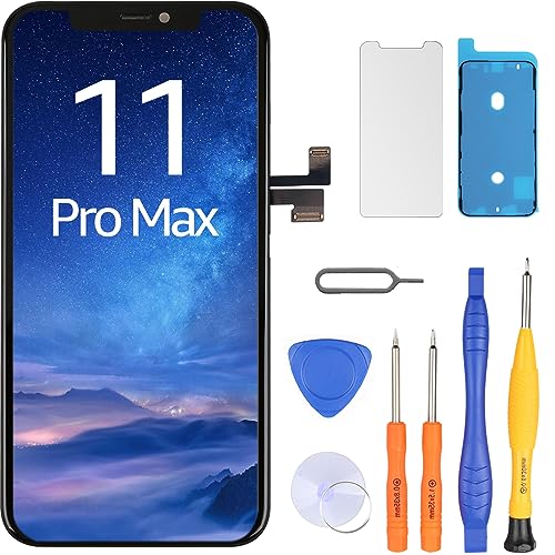 LL Trader LCD Display für iPhone 11 Pro Max Bildschirm Ersatz 6.5'' Touchscreen iPhone 11 Pro Max Display Digitizer iPhone 11 Pro Max Rahmen Montage Reparaturwerkzeug mit Modell A2161, A2220, A2218 von LL TRADER