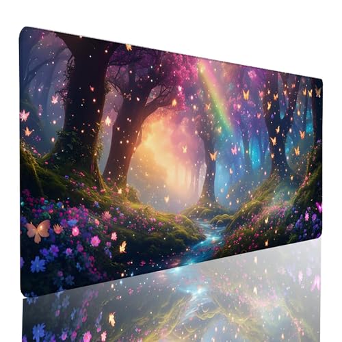 Regenbogen Gaming Mauspad XXL 70 x 40 cm, Mousepad Farbe Schreibtischunterlage Wasserdicht Und rutschfest Mouspad mit VernäHten Kanten Verbessert PräZision und Geschwindigkeit für BüRospiele E6-1 von LLEDAOZN