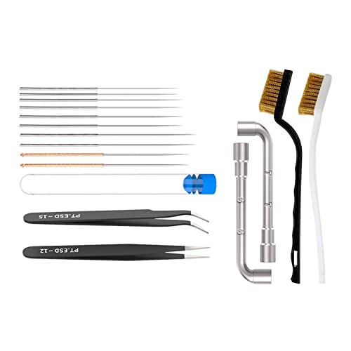Drucker-Düsenreiniger, 17-teiliges Set, Reinigungsbürsten, Pinzetten, 6/7 mm Schraubenschlüssel, 3D-Druck-Reinigungsbürste Drucker-Düsenreiniger, 17-teiliges Set, Reinigungsbürsten, Pinzetten, 6/7 mm Schraubenschlüssel, 3D-Druck-Reinigungsbürste von LLHCF