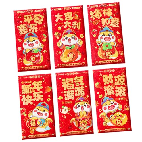 6 Stück/4 Stück traditionelle Neujahrs-Geldpakete Cartoon-Schlangen-Thema, Rötungen, chinesisches Frühlingsfest, Hongbao 6 Stück/4 Stück traditionelle Neujahrs-Geldpakete Cartoon-Schlangen-Thema, Rötungen, chinesisches Frühlingsfest, Hongbao von LLINthy