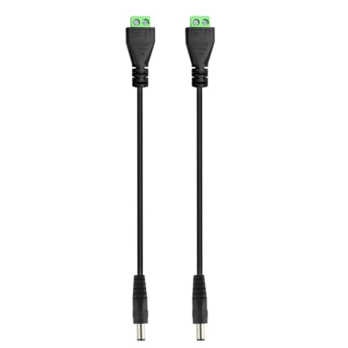 DC5521 Kabel DC 5,5 x 2,1 mm Buchse/Stecker auf Terminal-Stecker, Stromkabel, lange Lebensdauer, 2 Stück von LLINthy