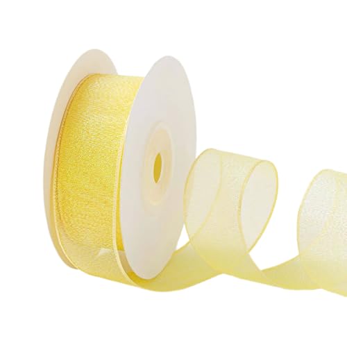 Durchsichtiges Organzaband zum Verpacken von Weihnachtsbaumschleifen, Kränzen, Hochzeitseinladungen, Dekoration, 2,5 cm x 9,1 m Durchsichtiges Organzaband zum Verpacken von Weihnachtsbaumschleifen, Kränzen, Hochzeitseinladungen, Dekoration, 2,5 cm x 9,1 m von LLINthy