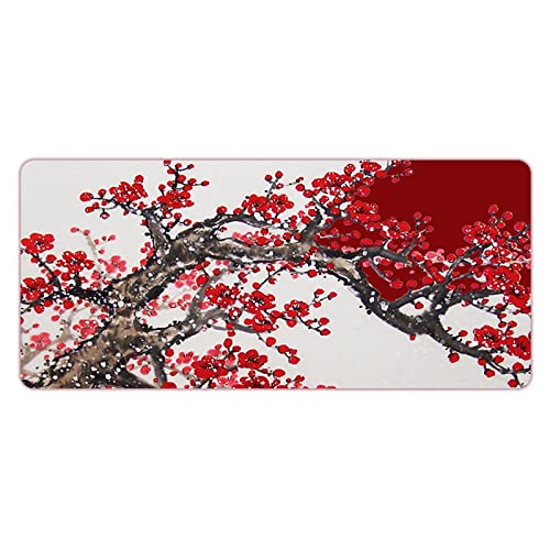 Erweitertes großes Gaming-Pad, 31,50 x 11,81 cm, volle Schreibtischkunst, Pflaumenblüten-Mauspad, Gummiunterseite Erweitertes großes Gaming-Pad, 31,50 x 11,81 cm, volle Schreibtischkunst, Pflaumenblüten-Mauspad, Gummiunterseite von LLINthy