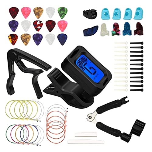 Gitarrenwerkzeug-Set Gitarrenzubehör inklusive Gitarrenplektren, Kapodaster, Stimmgerät, Saiten, Stegstifte, Steg-Sattel und Sattel Gitarrenwerkzeug-Set Gitarrenzubehör inklusive Gitarrenplektren, Kapodaster, Stimmgerät, Saiten, Stegstifte, Steg-Sattel und Sattel von LLINthy