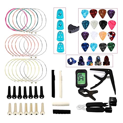 Gitarrenwerkzeug-Set Gitarrenzubehör inklusive Gitarrenplektren, Kapodaster, Stimmgerät, Saiten, Stegstifte, Steg-Sattel und Sattel Gitarrenwerkzeug-Set Gitarrenzubehör inklusive Gitarrenplektren, Kapodaster, Stimmgerät, Saiten, Stegstifte, Steg-Sattel und Sattel von LLINthy