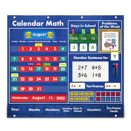 Klassenzimmerkalender, Taschendiagramm, Mathematik, Klassenzimmer, Unterricht für Vorschule, Kindergarten, Zuhause, Kinder ab 3 Jahren von LLINthy