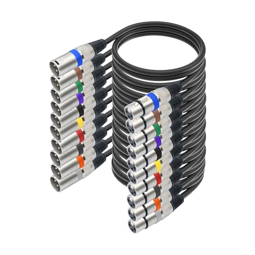 LLINthy 10 x 3-poliges Mikrofonkabel, Stecker auf Buchse, 3-polig, Lautsprecherkabel, 3-polig, für Mikrofon, Mixer, Recorder, Studiokabel LLINthy 10 x 3-poliges Mikrofonkabel, Stecker auf Buchse, 3-polig, Lautsprecherkabel, 3-polig, für Mikrofon, Mixer, Recorder, Studiokabel von LLINthy