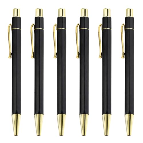 LLINthy 6 x 1,0 mm Ölschreiber, einziehbarer Kugelschreiber, Business-Stift, glattes Schreiben, Schulbedarf, Schreibwaren zum Schreiben von LLINthy