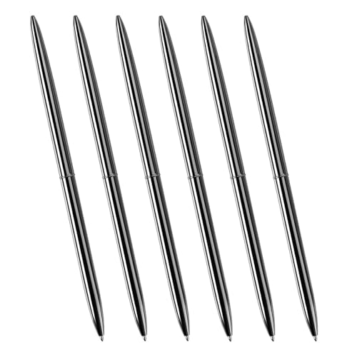 LLINthy Drehkugelschreiber aus Metall, Drehmechanik, Schreibstift für Studenten, Lehrer, Büro, Signierstift, 1,0 mm Stiftspitze, 6 Stück von LLINthy