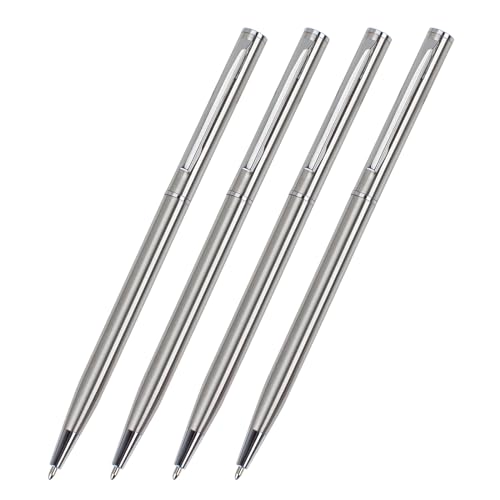LLINthy Metall-Kugelschreiber mit Stift-Clip, Drehkugelschreiber, Büro, Signierstift, reibungsloses Schreiben, Signierstift, 0,7 mm, 4 Stück von LLINthy