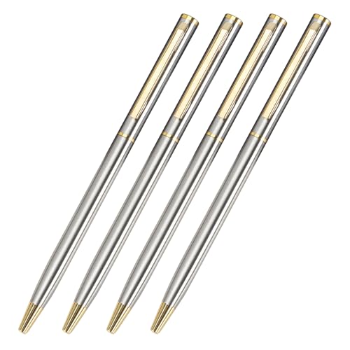 LLINthy Metall-Kugelschreiber mit Stift-Clip, Drehkugelschreiber, Büro, Signierstift, reibungsloses Schreiben, Signierstift, 0,7 mm, 4 Stück von LLINthy