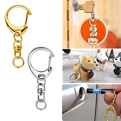 LLINthy Schlüsselanhänger, 10 Stück für Schlüsselanhänger mit Kette, D-Karabinerhaken, geteilter Schlüsselanhänger aus Metall für Schlüsselanhänger, Hardware mit 8 mm offenem Biegering und von LLINthy