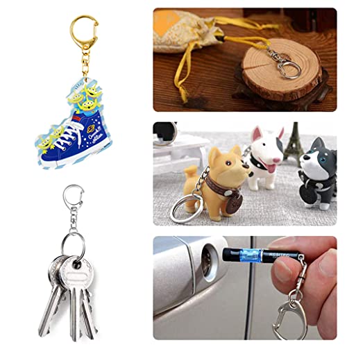 LLINthy Schlüsselanhänger, 10 Stück für Schlüsselanhänger mit Kette, D-Karabinerhaken, geteilter Schlüsselanhänger aus Metall für Schlüsselanhänger, Hardware mit 8 mm offenem Biegering und von LLINthy