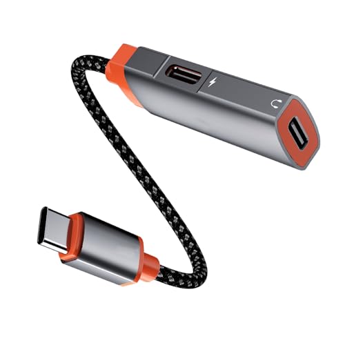 LLINthy Splitter USB C auf Kopfhörer-Adapter, doppelter Typ-C-Anschluss, Stereo-Lade-Splitterkabel für Handy und Tablet LLINthy Splitter USB C auf Kopfhörer-Adapter, doppelter Typ-C-Anschluss, Stereo-Lade-Splitterkabel für Handy und Tablet von LLINthy