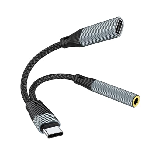 LLINthy Typ-C-auf-3,5-mm-Headsets und Ladeadapter, 2-in-1-Dekodierungs-Chip für Typ-C-Geräte, PD60W, Ladekabel, 14 cm LLINthy Typ-C-auf-3,5-mm-Headsets und Ladeadapter, 2-in-1-Dekodierungs-Chip für Typ-C-Geräte, PD60W, Ladekabel, 14 cm von LLINthy