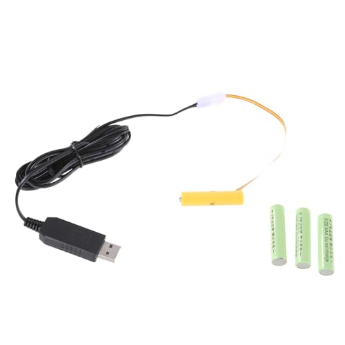 USB-Batterie-Eliminatoren-Netzteil-Adapter, 4 Stück, 1,5 V LR03-Batterien, Ersatz für LED-Lichtuhren USB-Batterie-Eliminatoren-Netzteil-Adapter, 4 Stück, 1,5 V LR03-Batterien, Ersatz für LED-Lichtuhren von LLINthy