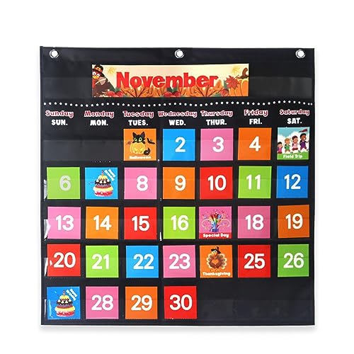 Vereinfachter Klassenzimmer-Kalender, Taschendiagramm, interaktiv, für junge Schüler, bunt und praktisch von LLINthy