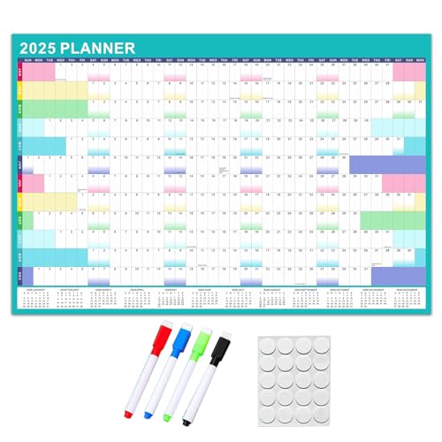 Wandkalender Planer 2025 mit löschbarem Marker und Klebeaufklebern von LLINthy