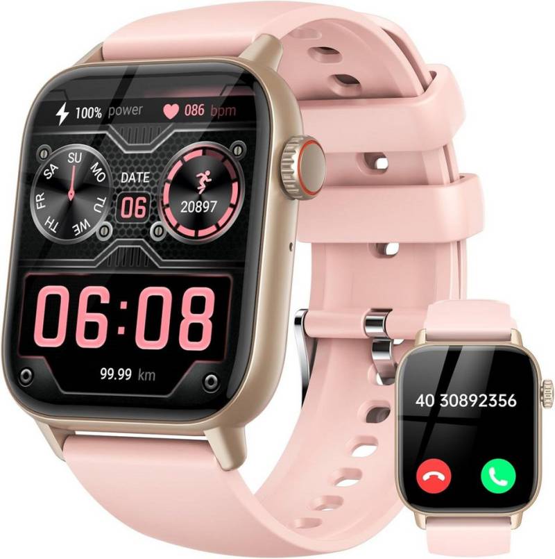 LLKBOHA Damen-mit Telefonfunktion Smartwatch (1,85 Zoll, Android/iOS), Herzfrequenzmonitor Schlafmonitor, Schrittzähler von LLKBOHA