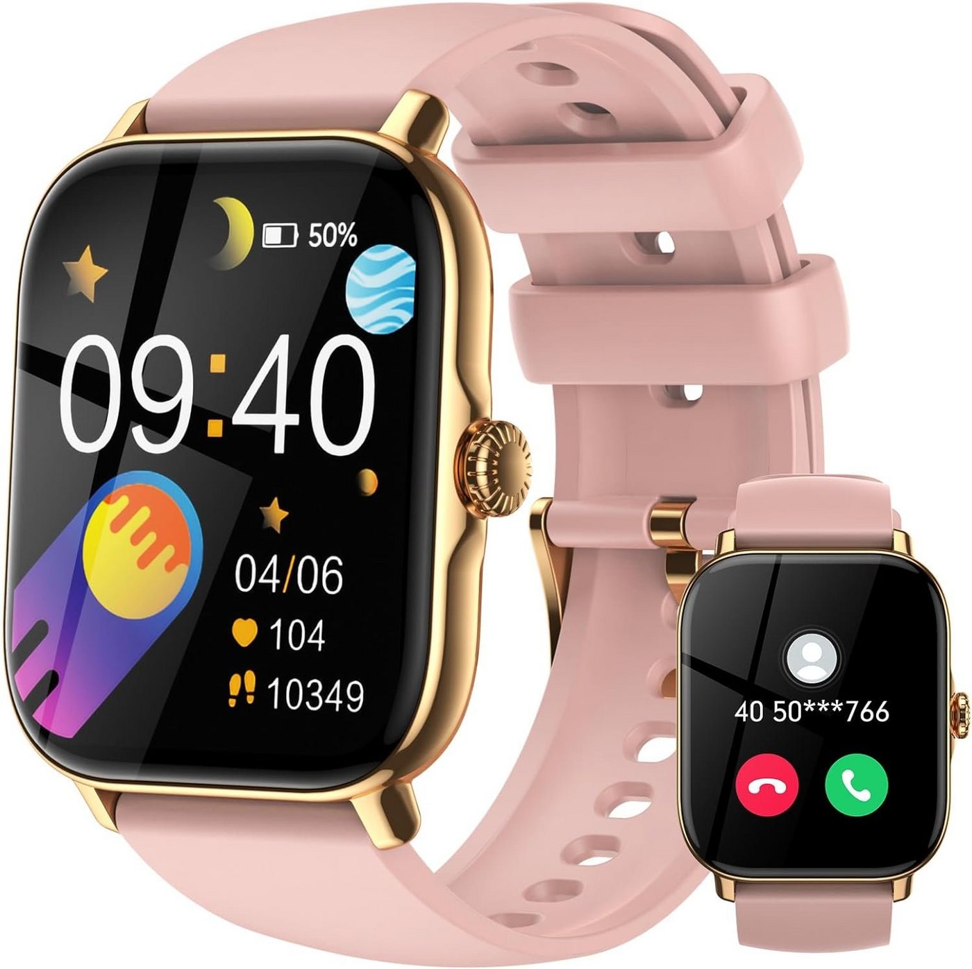 LLKBOHA Damen mit Telefonfunktion Touchscreen Smartwatch (1.85 Zoll, Andriod iOS), 111+ Sportmodus IP68 Wasserdicht Fitnessuhr mit Herzfrequenzmonitor von LLKBOHA