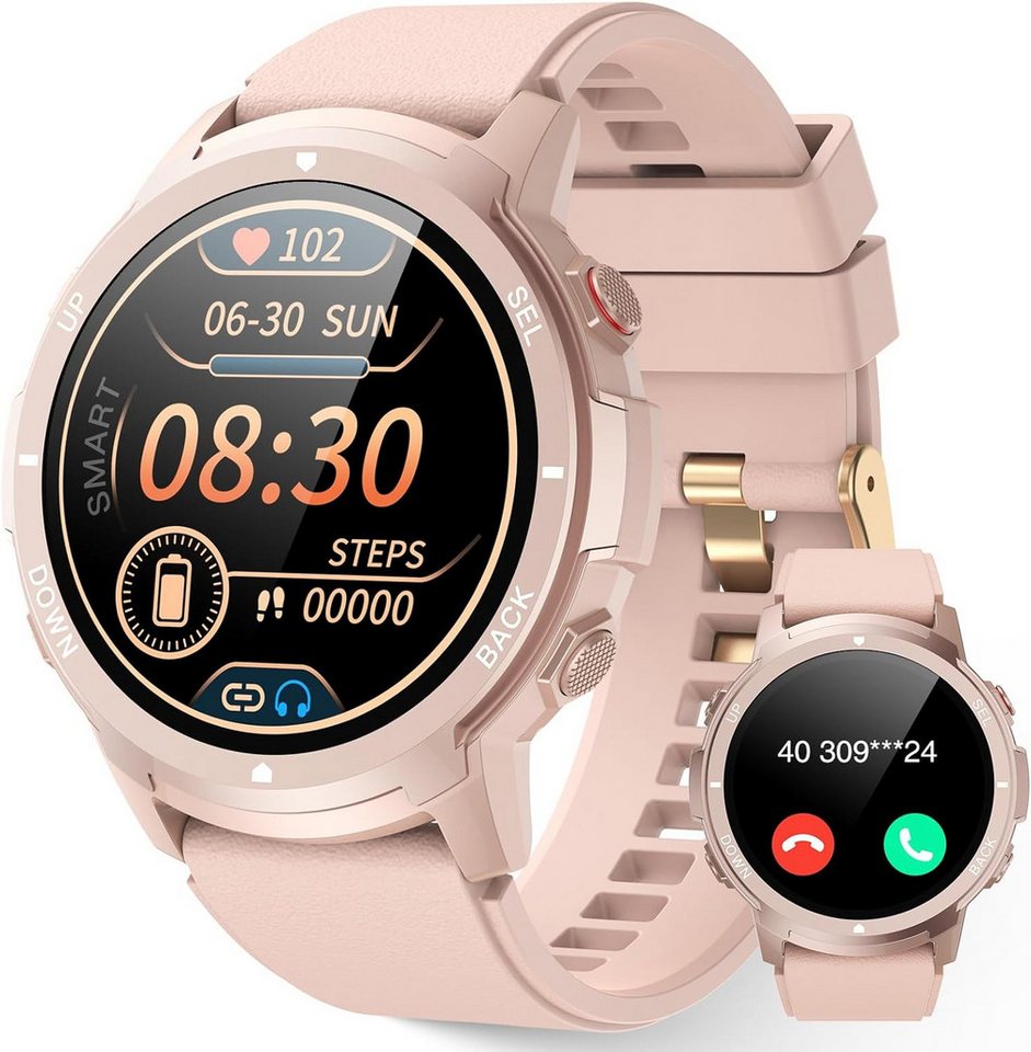 LLKBOHA Damen's Telefonfunktion Fitness-Tracker IP68 Wasserdichte Smartwatch (1,39 Zoll, Android/iOS), mit Benachrichtigung, 113 Sportmodi, Herzfrequenzmonitor Schlafmonitor von LLKBOHA