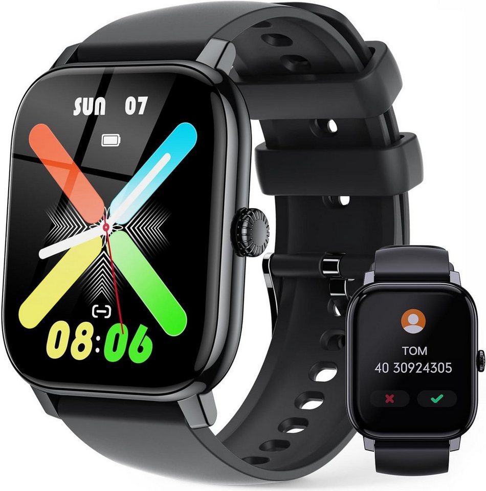 LLKBOHA Smartwatch (1,85 Zoll, Android, iOS), mit Telefonfunktion Herzfrequenz Blutsauerstoff, Schlafüberwachung von LLKBOHA