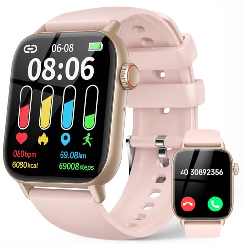 LLKBOHA Smartwatch Damen - 1.85" Fitnessuhr mit Telefonfunktion, IP68 wasserdichte Smart Watch mit SpO2/Herzfrequenzmonitor Schlafmonitor, Schrittzähler, für Android/IOS von LLKBOHA