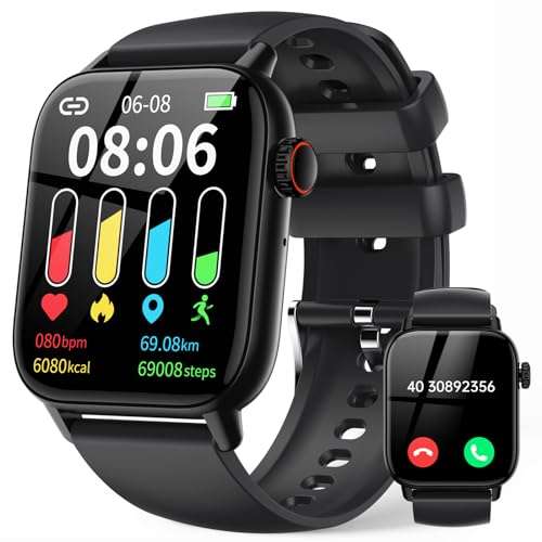 LLKBOHA Smartwatch Herren Damen - 1.85" Fitnessuhr mit Telefonfunktion, IP68 wasserdichte Smart Watch mit SpO2/Herzfrequenzmonitor Schlafmonitor, Schrittzähler, für Android/IOS von LLKBOHA