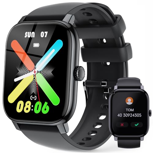 LLKBOHA Smartwatch Herren mit Telefonfunktion - 1.85'' HD Touchscreen Smart Watch, Herzfrequenz Blutsauerstoff, Schlafüberwachung, 270mAh Batterie, IP68 Wasserdicht Smartwatches für Android iOS von LLKBOHA