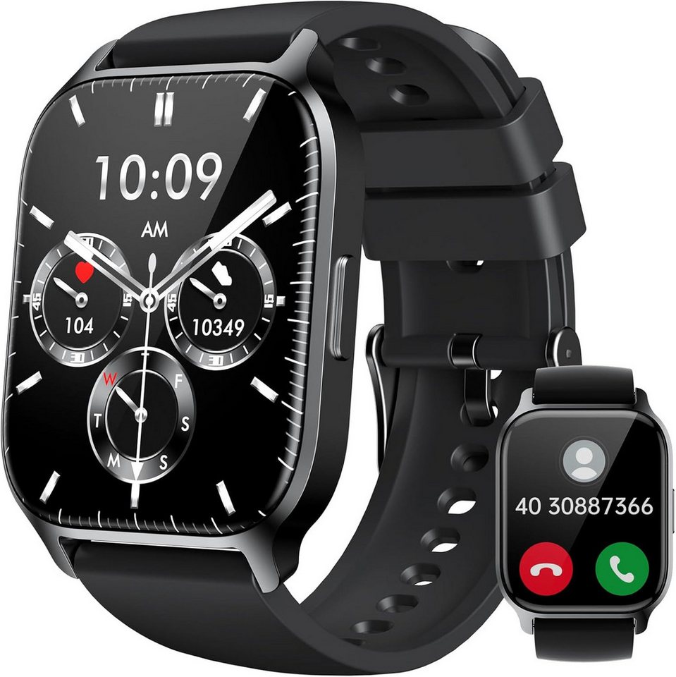 LLKBOHA mit Telefonfunktion,112+ Sportmodi, Schrittzähler,Herzfrequenz, Wecker Smartwatch (1,85 Zoll, Android, iOS), smartwatch herren fitness fitnessuhr damen gesundheits schrittzähler von LLKBOHA