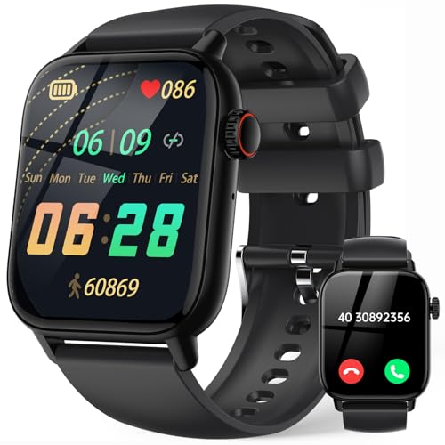 Smartwatch Herren - 1.85" Touchscreen Fitnessuhr mit Telefonfunktion, Message Reminder, 112+ Sportmodi, IP68 wasserdichte, Smart Watch mit SpO2/Herzfrequenzmonitor Schlafmonitor, für Android/IOS von LLKBOHA