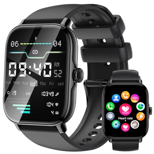Smartwatch-Herren-Mit-Telefonfunktion - 1,85 Zoll Touchscreen Smart Watch, 111+ Sportmodi, IP68 Wasserdicht Fitnesssuhr Schrittzähler Mit Herzfrequenz,Blutsauerstoff,Schlafmonitor,Für iOS Android von LLKBOHA