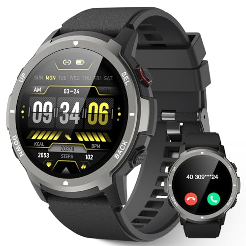 Smartwatch Herren mit Telefonfunktion – 1,39 Zoll Fitnessuhr mit Benachrichtigung, 113 Sportmodi, IP68 Wasserdichte Smart Watch, Herzfrequenzmonitor Schlafmonitor, Schrittzähler, für Android/IOS von LLKBOHA