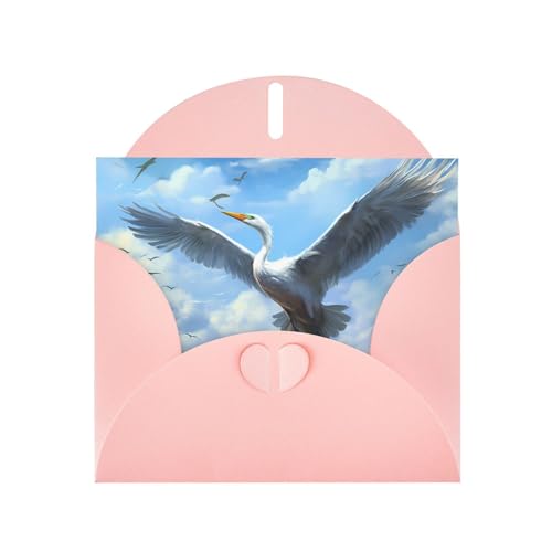 LLKGOT Egrets Taking Off Bilder-Grußkarte – Premium-Perlglanz-Papier, doppelseitiges Perlglanz-Design von LLKGOT