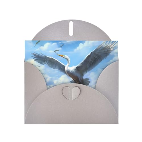 LLKGOT Egrets Taking Off Bilder-Grußkarte – Premium-Perlglanz-Papier, doppelseitiges Perlglanz-Design von LLKGOT