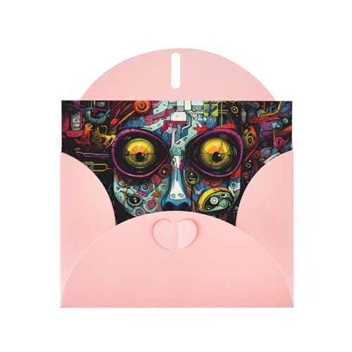 LLKGOT Fantasy-Grußkarte mit mechanischem Gesicht, Premium-Perlglanz-Papier, doppelseitiges Perlglanz-Design von LLKGOT