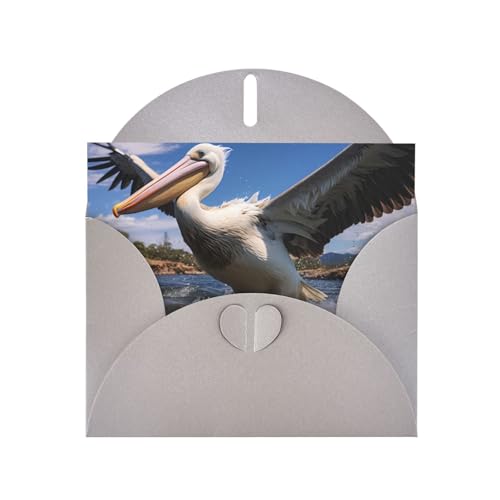 LLKGOT Freche Pelikan-Bild-Grußkarte – Premium-Perlglanz-Papier, doppelseitiges Perlglanz-Design LLKGOT Freche Pelikan-Bild-Grußkarte – Premium-Perlglanz-Papier, doppelseitiges Perlglanz-Design von LLKGOT