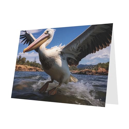 LLKGOT Freche Pelikan-Bild-Grußkarte – Premium-Perlglanz-Papier, doppelseitiges Perlglanz-Design LLKGOT Freche Pelikan-Bild-Grußkarte – Premium-Perlglanz-Papier, doppelseitiges Perlglanz-Design von LLKGOT