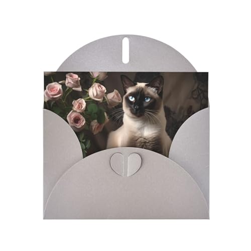 LLKGOT Grußkarte mit elegantem siamesischem Katzenbild, Premium-Perlglanz-Papier, doppelseitiges Perlmutt-Design LLKGOT Grußkarte mit elegantem siamesischem Katzenbild, Premium-Perlglanz-Papier, doppelseitiges Perlmutt-Design von LLKGOT