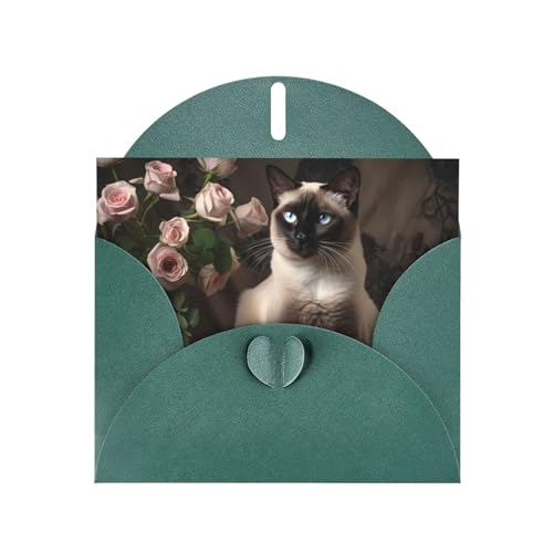 LLKGOT Grußkarte mit elegantem siamesischem Katzenbild, Premium-Perlglanz-Papier, doppelseitiges Perlmutt-Design LLKGOT Grußkarte mit elegantem siamesischem Katzenbild, Premium-Perlglanz-Papier, doppelseitiges Perlmutt-Design von LLKGOT