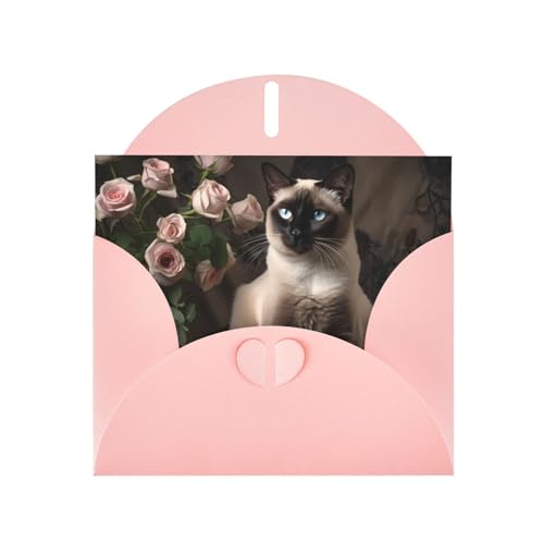 LLKGOT Grußkarte mit elegantem siamesischem Katzenbild, Premium-Perlglanz-Papier, doppelseitiges Perlmutt-Design LLKGOT Grußkarte mit elegantem siamesischem Katzenbild, Premium-Perlglanz-Papier, doppelseitiges Perlmutt-Design von LLKGOT