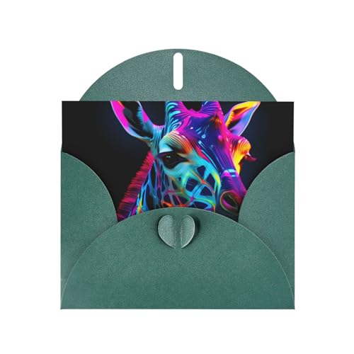 LLKGOT Grußkarte mit neonfarbenem Giraffenbild, Premium-Perlglanz-Papier, doppelseitig, Perlen-Effekt-Design LLKGOT Grußkarte mit neonfarbenem Giraffenbild, Premium-Perlglanz-Papier, doppelseitig, Perlen-Effekt-Design von LLKGOT