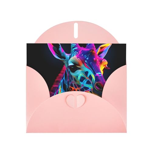 LLKGOT Grußkarte mit neonfarbenem Giraffenbild, Premium-Perlglanz-Papier, doppelseitig, Perlen-Effekt-Design LLKGOT Grußkarte mit neonfarbenem Giraffenbild, Premium-Perlglanz-Papier, doppelseitig, Perlen-Effekt-Design von LLKGOT