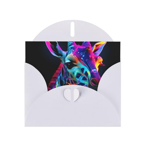 LLKGOT Grußkarte mit neonfarbenem Giraffenbild, Premium-Perlglanz-Papier, doppelseitig, Perlen-Effekt-Design LLKGOT Grußkarte mit neonfarbenem Giraffenbild, Premium-Perlglanz-Papier, doppelseitig, Perlen-Effekt-Design von LLKGOT