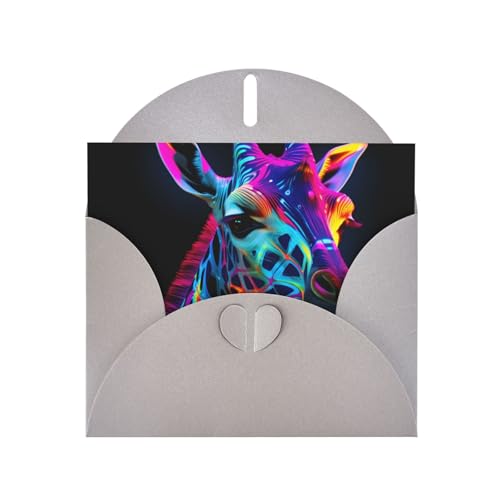 LLKGOT Grußkarte mit neonfarbenem Giraffenbild, Premium-Perlglanz-Papier, doppelseitig, Perlen-Effekt-Design LLKGOT Grußkarte mit neonfarbenem Giraffenbild, Premium-Perlglanz-Papier, doppelseitig, Perlen-Effekt-Design von LLKGOT