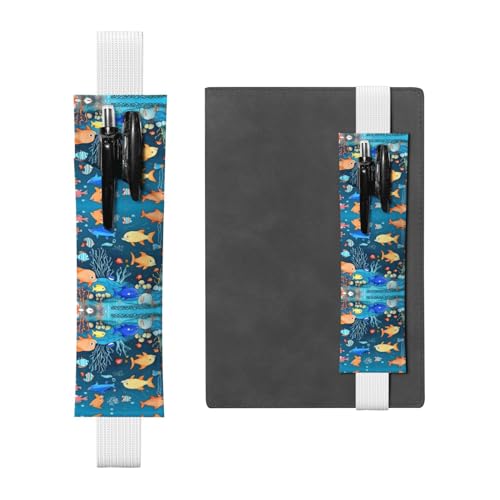 LLKGOT Leder-Stifthalter, Lesezeichen, Blau, Unterwasserwelt der Fische, Druck für Hardcover-Tagebücher, Tagebücher, Planer, verstellbarer Riemen LLKGOT Leder-Stifthalter, Lesezeichen, Blau, Unterwasserwelt der Fische, Druck für Hardcover-Tagebücher, Tagebücher, Planer, verstellbarer Riemen von LLKGOT