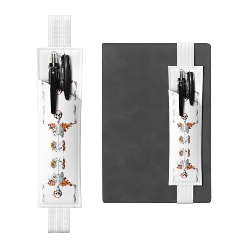 LLKGOT Leder-Stifthalter, Lesezeichen, Blumen mit Skelett-Druck, für Hardcover-Tagebücher, Tagebücher, Planer, verstellbarer Riemen LLKGOT Leder-Stifthalter, Lesezeichen, Blumen mit Skelett-Druck, für Hardcover-Tagebücher, Tagebücher, Planer, verstellbarer Riemen von LLKGOT