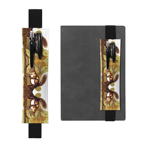 LLKGOT Leder-Stifthalter, Lesezeichen, Eichhörnchen-Druck, für Hardcover-Tagebücher, Tagebücher, Planer, verstellbarer Riemen LLKGOT Leder-Stifthalter, Lesezeichen, Eichhörnchen-Druck, für Hardcover-Tagebücher, Tagebücher, Planer, verstellbarer Riemen von LLKGOT
