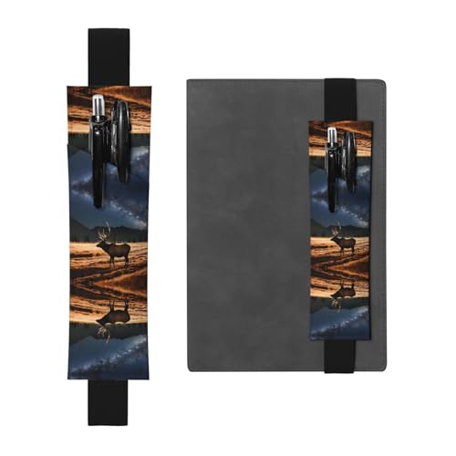 LLKGOT Leder-Stifthalter, Lesezeichen, Elch auf der Wiese, Druck für Hardcover-Tagebücher, Tagebücher, Planer, verstellbarer Riemen LLKGOT Leder-Stifthalter, Lesezeichen, Elch auf der Wiese, Druck für Hardcover-Tagebücher, Tagebücher, Planer, verstellbarer Riemen von LLKGOT