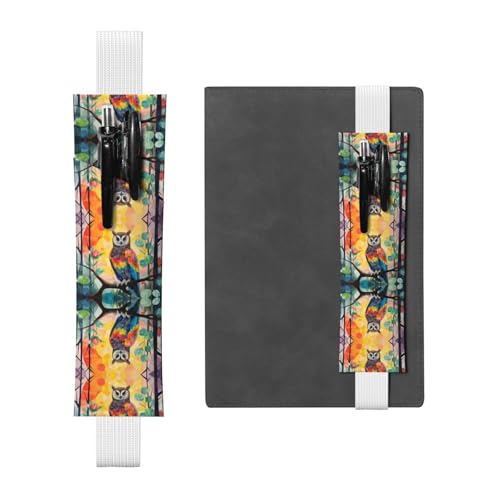 LLKGOT Leder-Stifthalter, Lesezeichen, Eulen-Illustrationsdruck, für gebundene Tagebücher, Planer, verstellbarer Riemen LLKGOT Leder-Stifthalter, Lesezeichen, Eulen-Illustrationsdruck, für gebundene Tagebücher, Planer, verstellbarer Riemen von LLKGOT